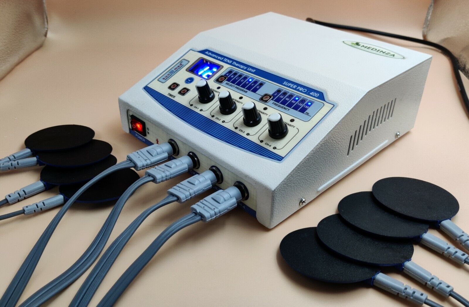 Medinza 4 Channel Electrotherapy Machine for Physical Therapy Super Pro 400  Unit